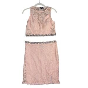City Triangles Vintage Y2K Crop top Skirt Set, SZ. 7,‎ fairy coquette lace pink